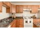 A well-maintained kitchen featuring wooden cabinets, ample counter space, and modern appliances at 3038 Wildcat Ln, Indianapolis, IN 46203