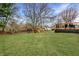 Expansive backyard with lush green grass, mature trees, and a playset, offering plenty of space at 4019 Santa Clara Dr, Greenwood, IN 46142