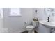 Stylish half-bath featuring a pedestal sink, modern fixtures, and a sleek, minimalist design at 4078 Omaha Dr, Bargersville, IN 46106