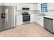 Modern kitchen featuring stainless steel appliances, white cabinets, and sleek countertops at 5721 Rosemont Ct, Indianapolis, IN 46254