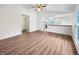 Spacious living room features hard surface floors and neutral paint at 5721 Rosemont Ct, Indianapolis, IN 46254