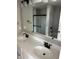 Bathroom featuring double sinks with white countertops and black hardware at 764 Oakleaf Dr, Greenfield, IN 46140