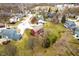 An aerial view of the property featuring the backyard patio and mature landscape at 8238 Armadale Ct, Indianapolis, IN 46236