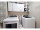 The laundry room features a washer and dryer and plenty of storage space above at 9769 Green Knoll Dr, Noblesville, IN 46060