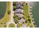 Bird's-eye view of homes along the lake, showcasing a cul-de-sac, and highlighting lake access at 4615 Crystal Lake Dr, Indianapolis, IN 46240