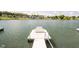 Close up view of a private boat dock with bench seating, providing access to the lake at 4615 Crystal Lake Dr, Indianapolis, IN 46240