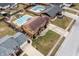 Aerial view of a home and neighborhood, showcasing the large lot and covered pool at 5529 W 29Th Pl, Indianapolis, IN 46224