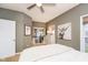 Bedroom showcasing a plush bed, closet door, and a serene atmosphere at 6528 Hedback Dr, Indianapolis, IN 46220