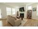 Cozy living room with a fireplace, built-in bookshelves, neutral sofa, and ample natural light from windows at 761 Stone Trace Ct, Avon, IN 46123