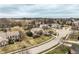 Aerial shot showcasing a quiet neighborhood with well-manicured lawns and tree-lined streets at 3880 Heathfield Ct, Zionsville, IN 46077