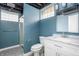 Newly renovated bathroom features modern fixtures, marble vanity, and glass-enclosed shower at 4212 Broadway St, Indianapolis, IN 46205