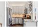 Modern kitchen with stainless steel appliances and sleek cabinetry at 611 N Park Ave # 414, Indianapolis, IN 46204