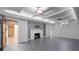 Basement area featuring a cozy fireplace, creating a warm and inviting atmosphere for relaxation and entertainment at 906 Franklin St, Columbus, IN 47201