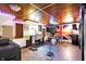 Finished basement music studio featuring soundproofing, instruments, and unique decorations at 960 Cameron St, Indianapolis, IN 46203