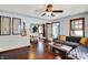 Open-concept living room with hardwood floors, stylish decor, and natural light at 960 Cameron St, Indianapolis, IN 46203