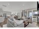 Bright, open concept living room showcasing a seamless flow to the kitchen and dining area with large windows at 13610 Grand Abbey Way, Fishers, IN 46037