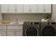 Laundry room with modern washer and dryer, cabinetry and sink with countertop space at 13634 Grand Abbey Way, Fishers, IN 46037