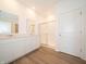 Modern bathroom with double vanity, a glass-enclosed shower, and ample counter space at 1366 Foxtail Ln, Greenwood, IN 46143