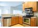 Updated kitchen with stainless steel appliances and double sink at 1502 Heron Ridge Blvd, Greenwood, IN 46143