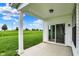 Relaxing covered patio with a view of the green backyard at 1627 Clover Crossing Dr, Greenfield, IN 46140
