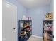 Pantry features blue walls and shelving stocked with plenty of storage space at 11614 Presidio Dr, Indianapolis, IN 46235