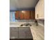 The kitchen has a stainless steel sink, new countertops, and updated cabinets and backsplash at 1425 W 9Th St, Anderson, IN 46016