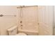 Cozy bathroom with a shower over tub and tiled walls at 1507 Park Dr, Lebanon, IN 46052
