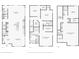 Three floor layouts featuring a kitchen, living room, dining room, and bedrooms at 1526 Laurel St, Indianapolis, IN 46203