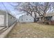 Large backyard featuring fencing and mature trees, offering lots of privacy at 2040 Laurel St, Indianapolis, IN 46203