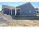 Image of the rear of a new construction with blue siding and a covered porch. Lot is still under construction at 3885 Berkdale Ct, Columbus, IN 47203