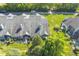 Aerial view shows lush landscaping, roof, and chimney at 8212 Nekton Ln, Indianapolis, IN 46236