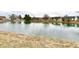 Scenic pond view showcasing neighborhood homes in the background at 1055 Berrywood Dr, Greenwood, IN 46143
