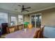 Enclosed back porch used as a dining area featuring a table, ceiling fan, and outdoor views at 1288 Ivory Ct, Greenwood, IN 46143