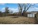 View of the backyard with a tree and a shed at 1611 Elmhurst Dr, Indianapolis, IN 46219