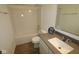 Bathroom with a tub/shower combo, modern vanity, and contemporary finishes at 1841 James Pierce Dr, Shelbyville, IN 46176
