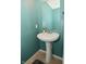 Elegant half bathroom with a pedestal sink, a mirror, and blue walls at 2336 Boneset Dr, Plainfield, IN 46168
