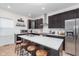 Modern kitchen with island, black cabinets, stainless steel appliances, and bar stool seating at 3550 N Illinois St, Indianapolis, IN 46208