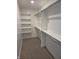 Bright walk-in closet with shelves, rod and rail storage, and neutral carpeting at 5421 Upper Garden Way, Zionsville, IN 46077