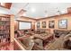 Basement theater room with projector screen, custom millwork, and lounge seating at 5977 S 800 E, Zionsville, IN 46077