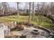 Serene backyard showcasing a fire pit, manicured grass, a few trees, plus outdoor seating at 8001 N Illinois St, Indianapolis, IN 46260