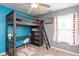 Fun bedroom with a loft bed, desk, and baseball decor at 160 Tracy Ridge Blvd, Whiteland, IN 46184