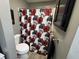 Cozy bathroom with a decorative shower curtain and fresh design elements for a pleasant experience at 326 W State Road 42, Mooresville, IN 46158
