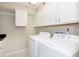 Bright laundry room with modern washer and dryer, and built-in storage at 1457 Dominion Dr, Zionsville, IN 46077