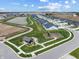 Aerial view of homes and a community playground in a neighborhood with a lake and pond at 19568 Astoria Ave, Sheridan, IN 46069
