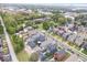 High angle aerial view showing colorful homes with manicured lawns and tree-lined streets creating a picturesque neighborhood at 2026 Alvord St, Indianapolis, IN 46202