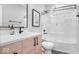 Updated bathroom with a shower-tub combo, modern fixtures, and clean, bright design at 2026 Alvord St, Indianapolis, IN 46202