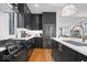 Modern kitchen with sleek black cabinets, stainless steel appliances, and open layout at 2026 Alvord St, Indianapolis, IN 46202
