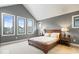 Bright main bedroom features many windows, neutral walls, carpet flooring, and side tables at 2026 Alvord St, Indianapolis, IN 46202