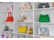 Close up of shelves showcasing a variety of shoes and handbags, offering stylish storage solutions at 3232 Beech Dr, Columbus, IN 47203