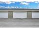Detached three car garage with white doors and paved driveway at 3917 Wren Dr, Brownsburg, IN 46112